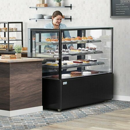 AVANTCO BC-60-SB 60in Black Square Refrigerated Bakery Display Case with LED Lighting 224BC60SB